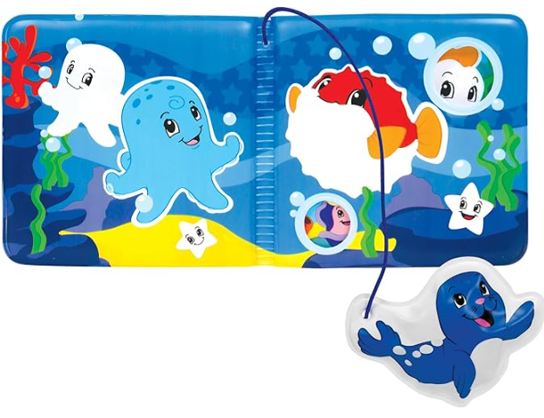 Simba 104010065 - ABC Magisches Badebuch, Bilder mit Farbwechsel, Seehundanhänger mit Quietscher, 8 Seiten, 13x13cm, ab 3 Monate